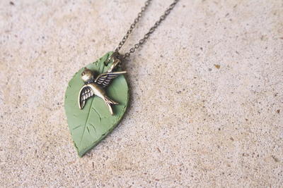 Clay Leaf Necklace Pendant