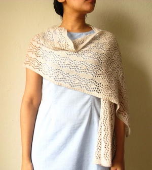 knitted in mohair on silk Beautiful lace rectangular shawl