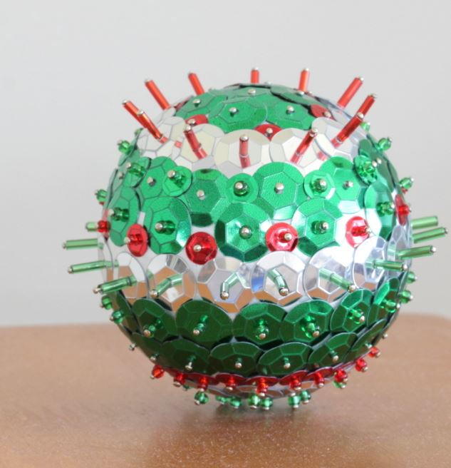 Brightly Beaded Ball Ornament