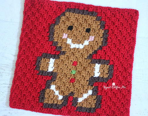 Gingerbread Man Pixel Square