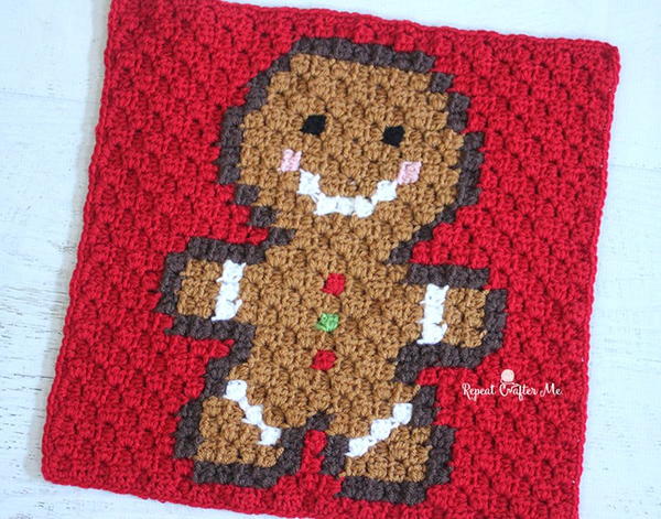Gingerbread Man Pixel Square