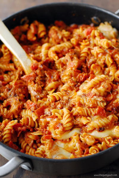 One Pot Triple Meat Pizza Casserole