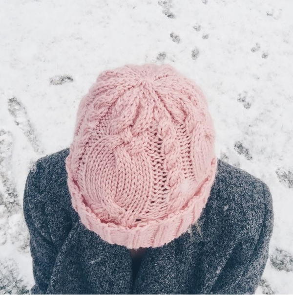 Dusty Rose Cable Hat