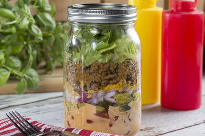 Cheeseburger Salad in a Jar