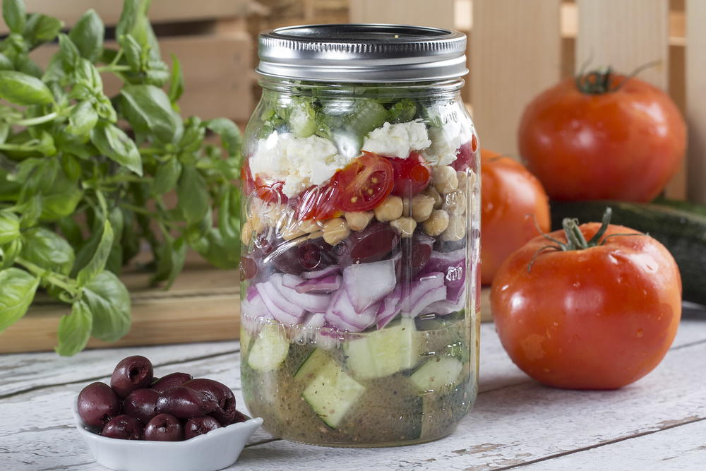 Greek Jar Salad Meal Prep - Being Summer Shores