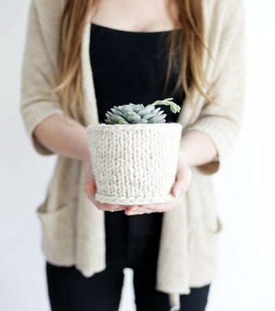 Chunky Knit Planter Cover