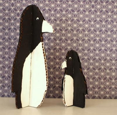 Cardboard Penguin Christmas Crafts for Kids