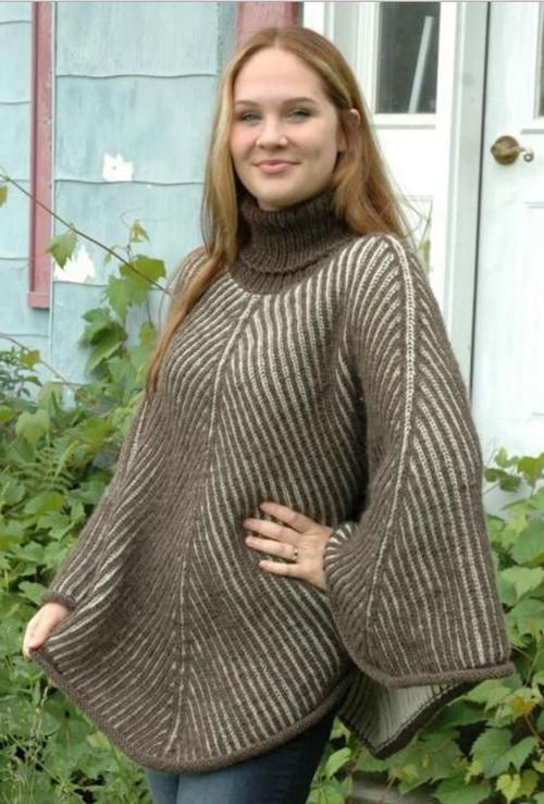 Brioche Autumn Poncho Pattern