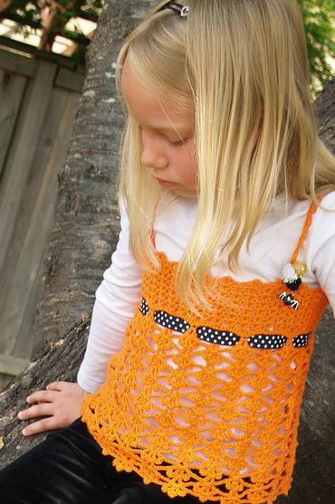 Kid's Orange Crochet Tank