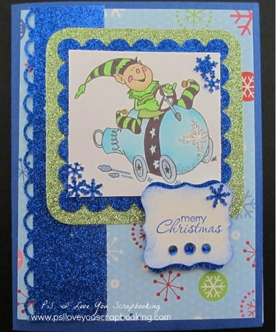 Elf Joy Ride Handmade Christmas Card
