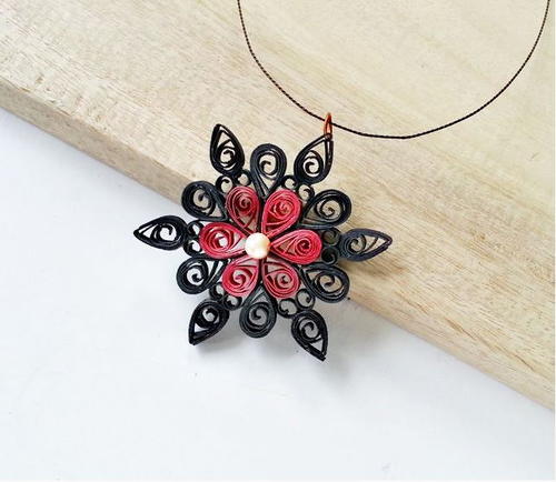 Striking Floral Quilled Pendant