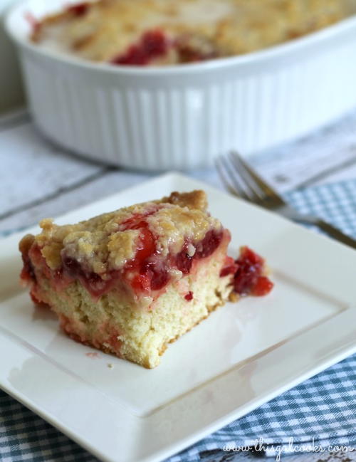 Homemade Coffee Cake with Cherry Pie Filling