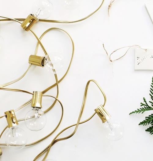 Glamorous Gold Christmas Lights DIY