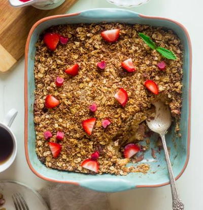 Strawberry and Rhubarb French Toast Bake