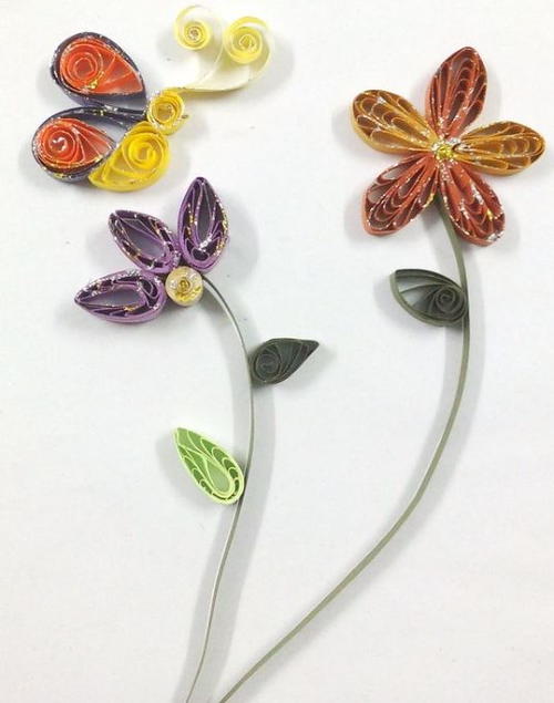 Paper Butterfly and Flowers Quilling for Beginners