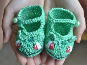 Bulbasaur-Inspired Baby Booties