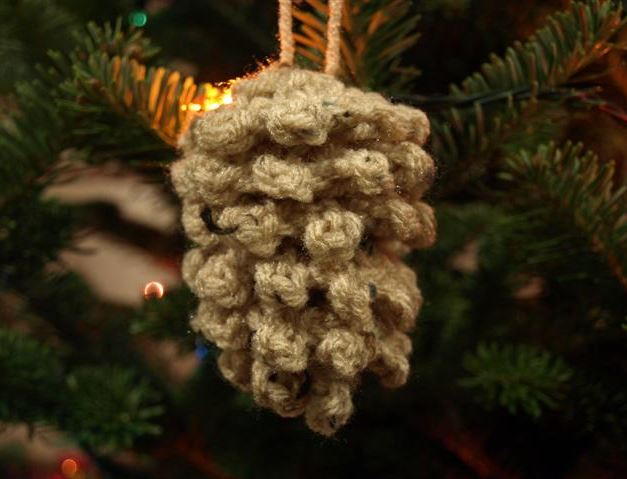 Crocheted Pine Cone DIY Ornament | AllFreeChristmasCrafts.com