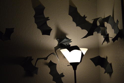 Paper Bat Swarm Halloween Project