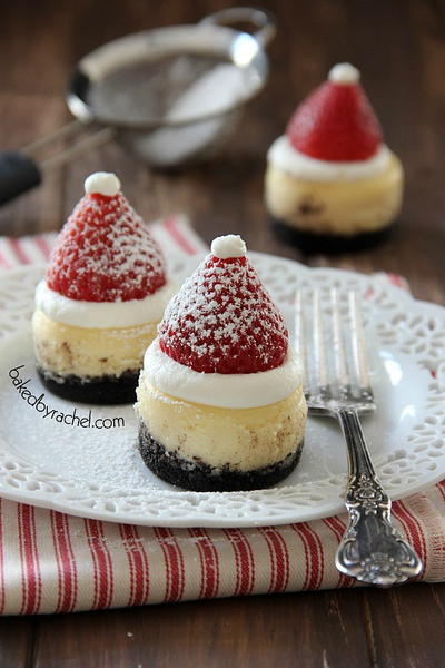 Mini Santa Hat Cheesecakes