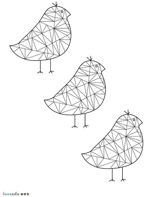 Geometric Sparrows Coloring Page