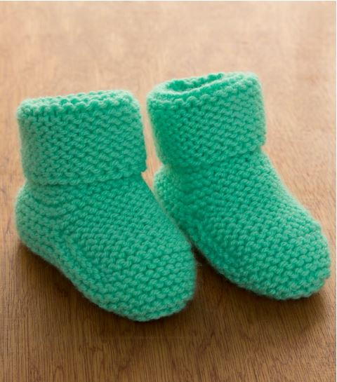 Minty Garter Stitch Baby Booties | AllFreeKnitting.com