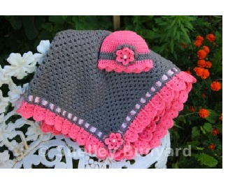 Preciously Pink Easy Baby Blanket and Hat