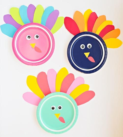 Colorful Paper Plate Turkey Craft