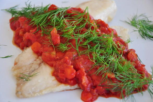 Tilapia Fillet with Tomato Sauce And Dill Weed