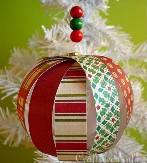 Paper Strip Sphere Christmas Ornament Crafts | AllFreeChristmasCrafts.com