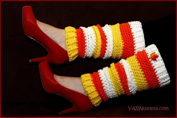 Candy Corn Crochet Leg Warmers