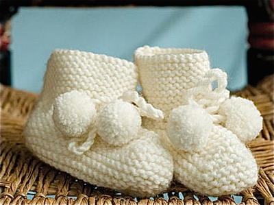 Pom-Pom Booties from 'Vintage Knits'