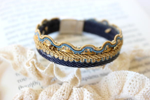 Denim Oriental Wrap Bracelet