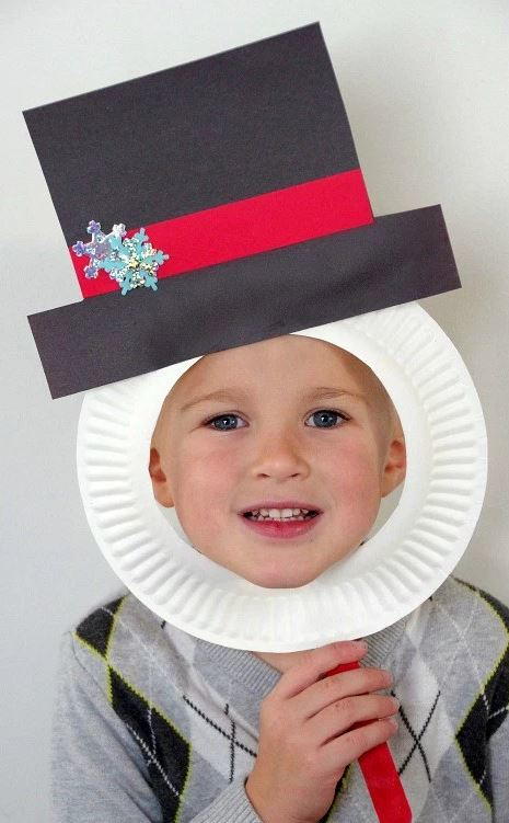 Snowman Paper Plate Mask Craft