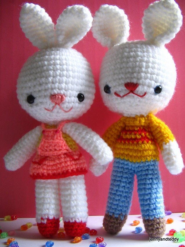 Charlie and Angel Bunny | AllFreeCrochet.com