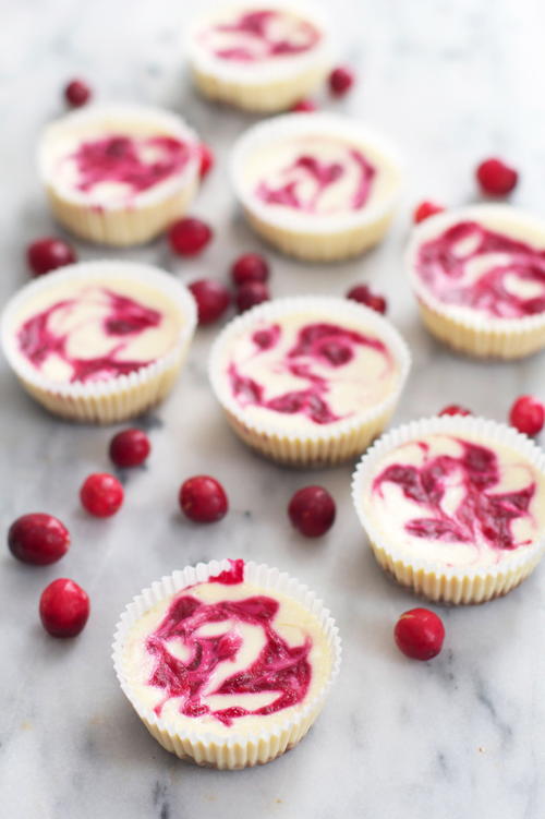 Cranberry Swirl Mini Cheesecakes