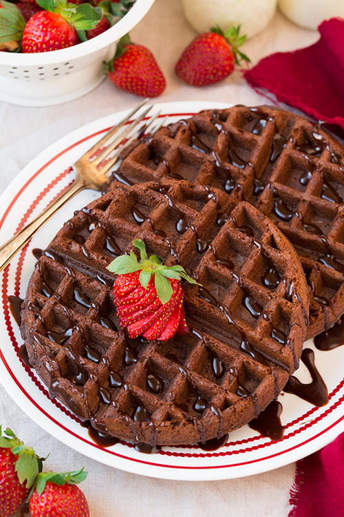 Chocolate Cake Mix Waffles Recipe | TheBestDessertRecipes.com