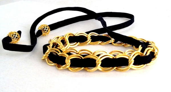Black and Gold Woven Wrap Bracelet