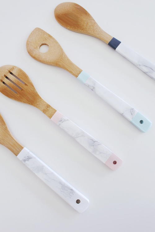 Cooking Utensil Faux Marble Upcycle