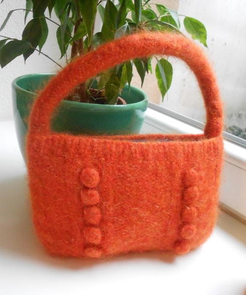 Bobble Felted Knitted Purse