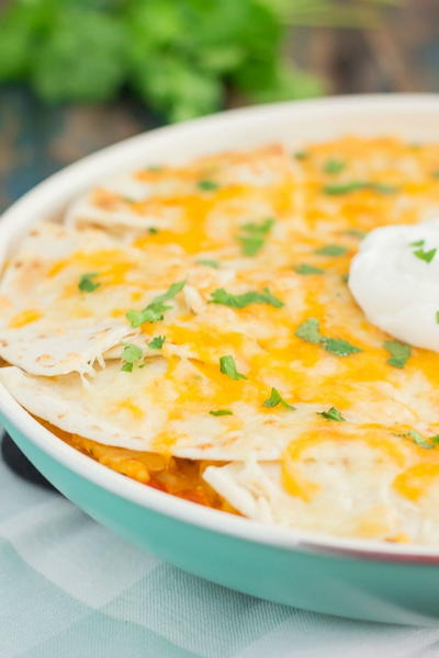 One Pan Chicken Enchilada Bake | FaveSouthernRecipes.com