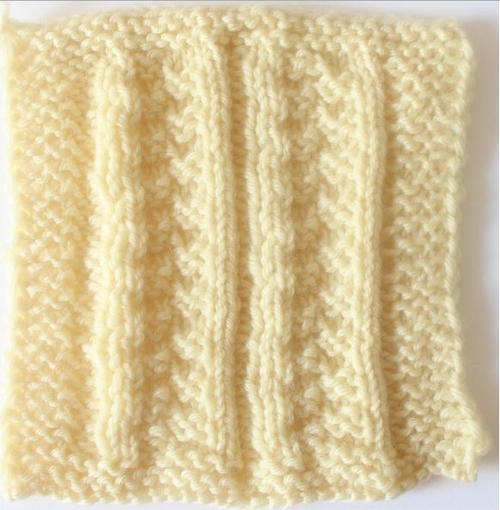 Ribbed Basketweave Stitch Square