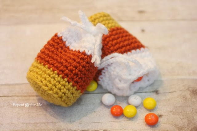Candy Corn Crochet Pouch