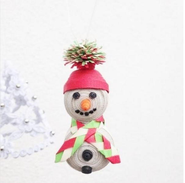 Tiny Quilled Snowman DIY Ornament | AllFreeChristmasCrafts.com