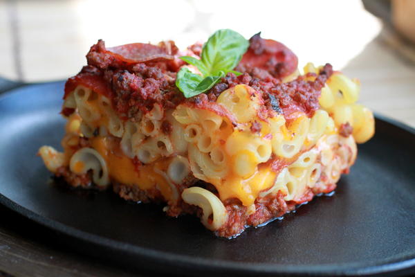 Pepperoni and Cheese Curd Pasta Casserole