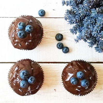 Lavender Blueberry Double Chocolate Muffins