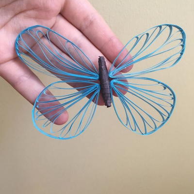Shimmering Ice Blue Quilled Butterfly