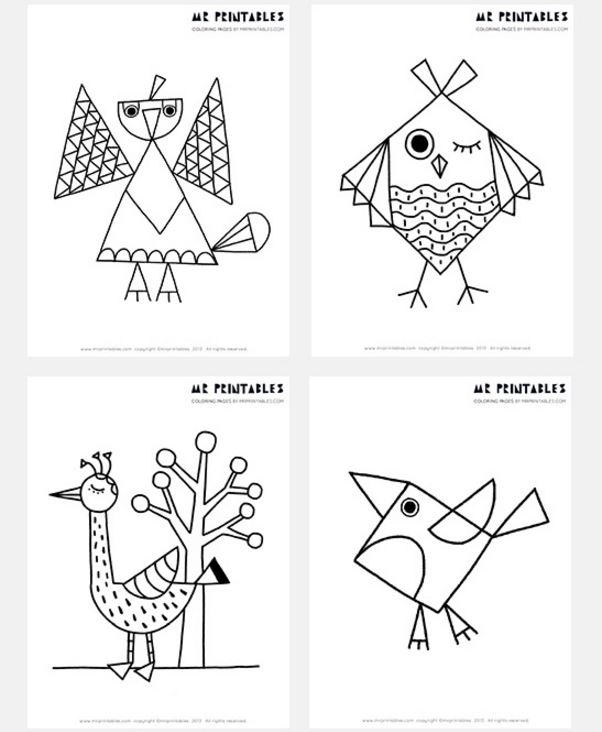Abstract Bird Coloring Pages For Adults