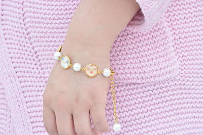 Pearls and Polka Dots Chain Bracelet
