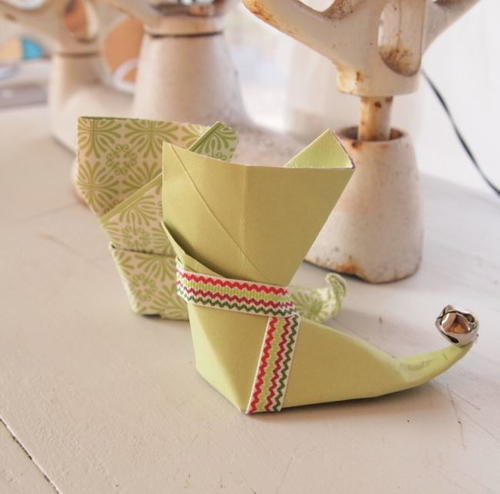 Elf Boot Origami Paper Ornaments