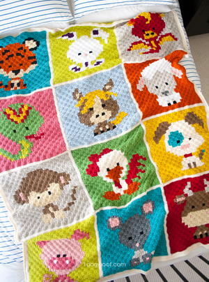 Patchwork Zoodiacs Crochet Afghan